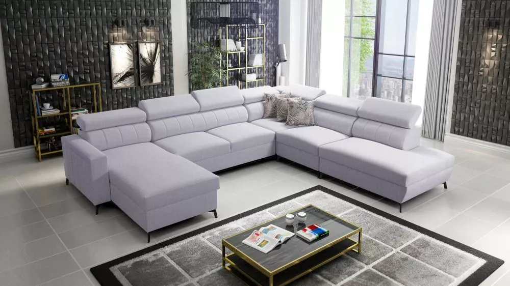 Dīvāns Baltico 9 Premium Standard · Gaiši pelēks · 302 × 351 × 83 cm
