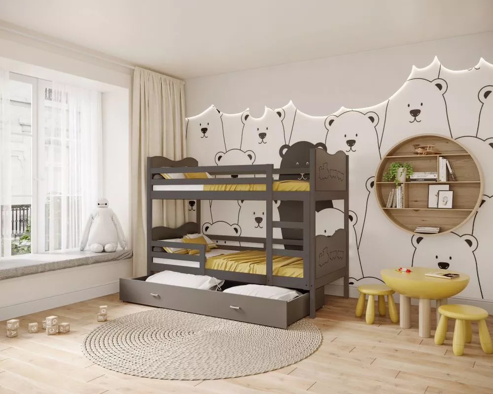 Bērnu gulta Max MDF 90x200 ar stelāžām Guļamvietas platums: 90 cm, Guļamvietas garums: 200 cm, · 96 × 208 × 158 cm