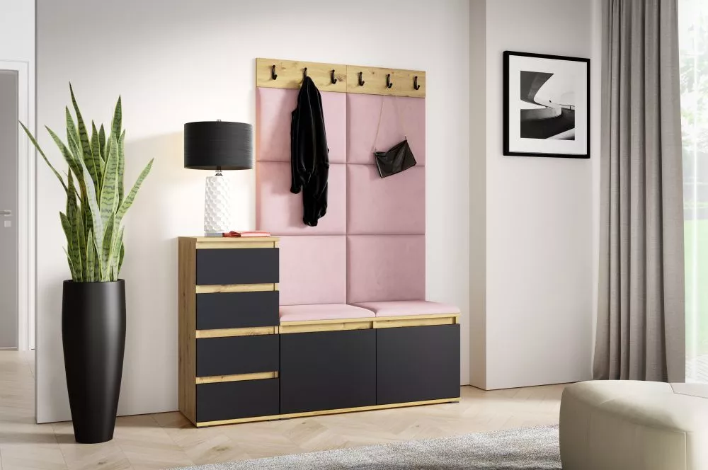 Apavu plaukts Emi 34 Trinity Korpusa krāsa: ozols artisan + melns, · 130 × 184.5 × 40 cm