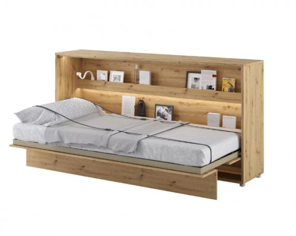 Gulta Basic Concept Horizontal LED ar stelāžu Guļamvietas platums: 90 cm, Guļamvietas garums: 200 cm, stelāžas tips: kok