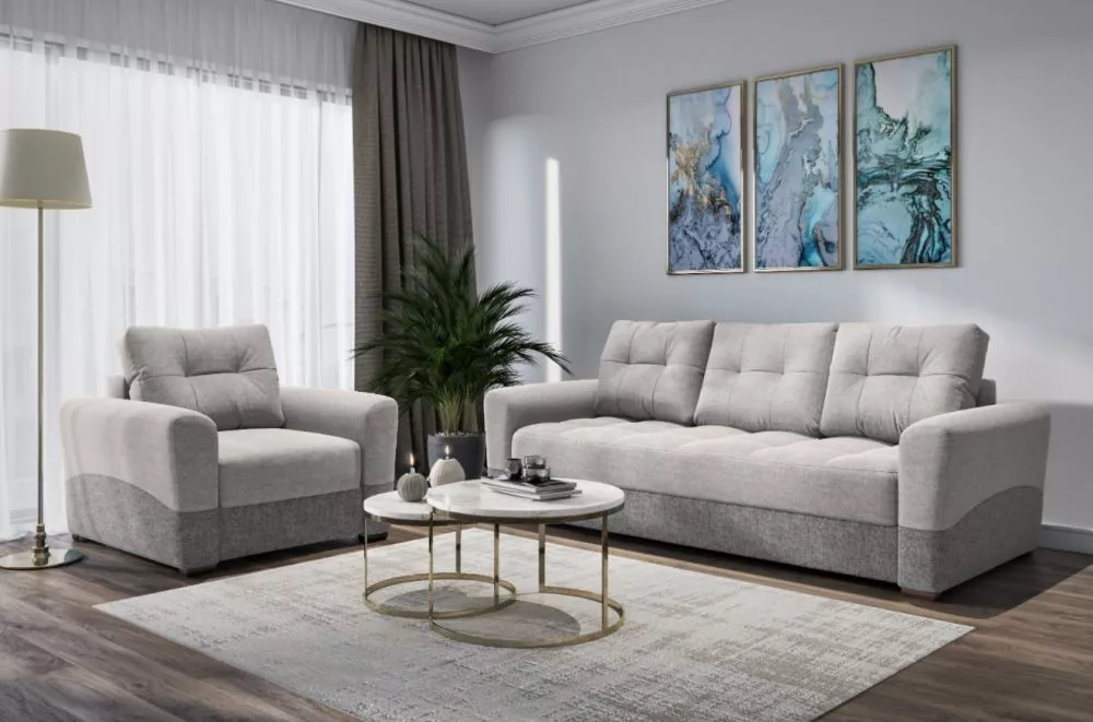 Komplekts Victor 3S+1S Standard · Pelēks + tumši pelēks · 98 × 234 × 90 cm
