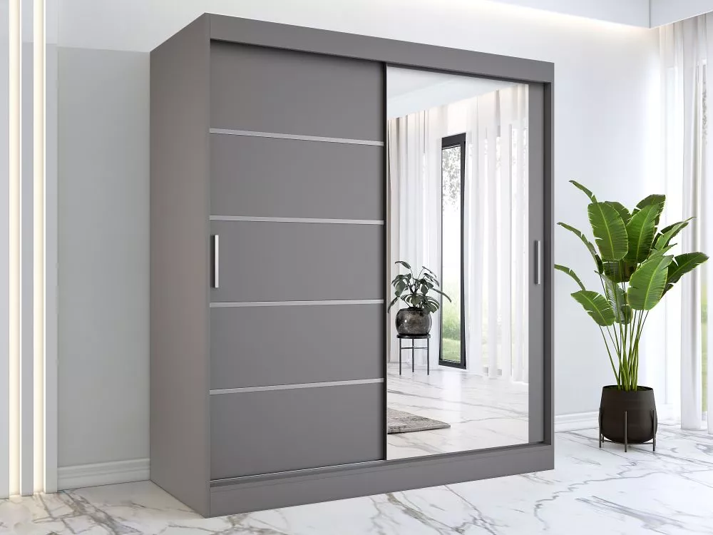 Skapis Pepe Mirror · Antracīts · 180 × 60 × 200 cm