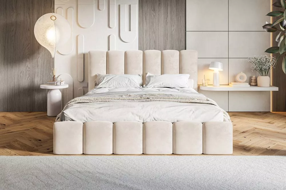 Gulta Slim 11 standard ar stelāžu Guļamvietas platums: 140 cm, Guļamvietas garums: 200 cm, stelāžas tips: koka, · Bēšs ·