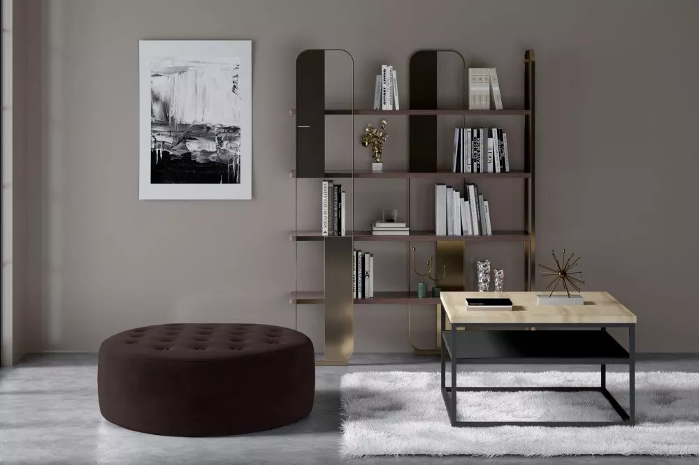 Pufs Monty Standard Auduma numurs: Monolith 29, · Tumši brūns · 70 × 28 × 70 cm