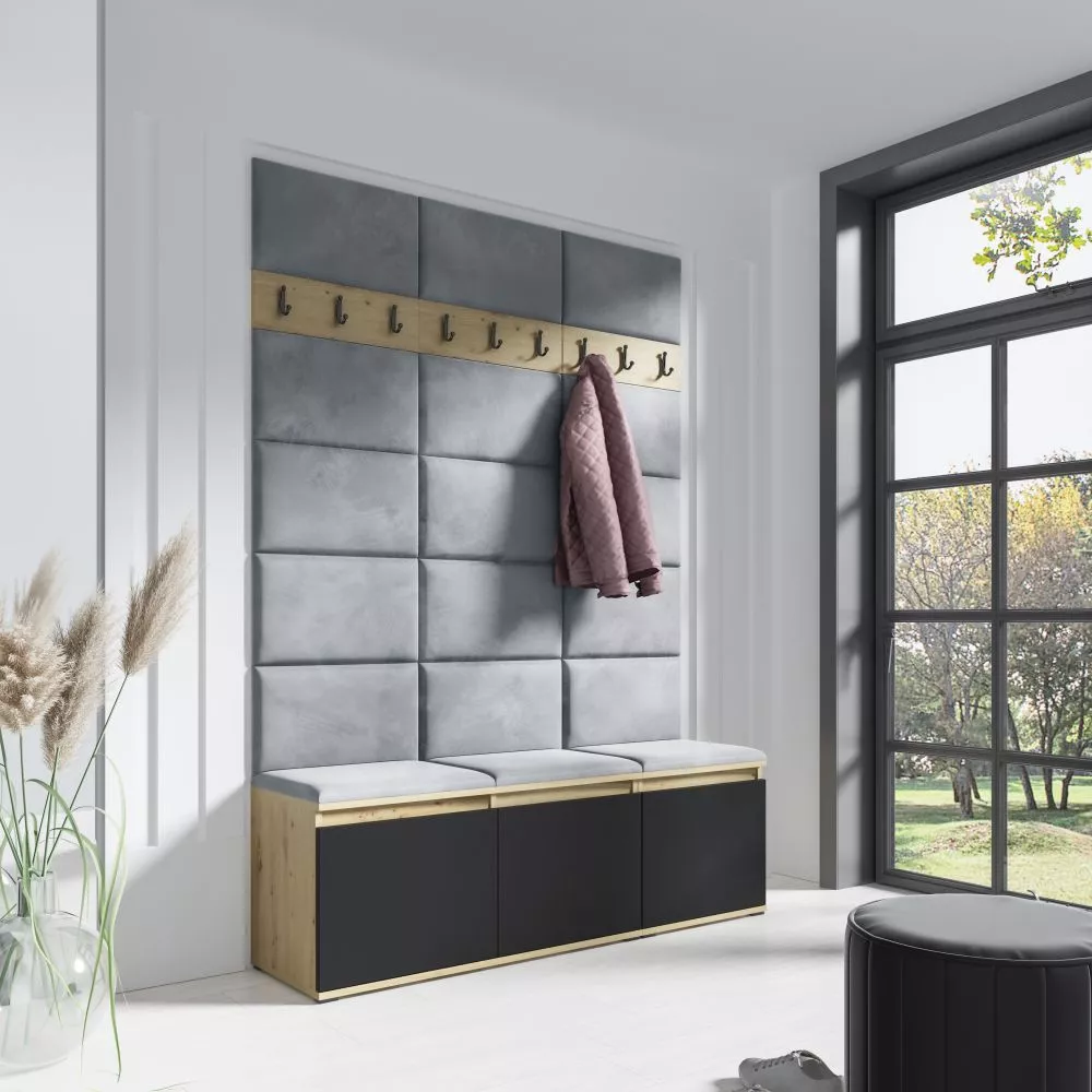 Apavu plaukts Emi 6 Trinity Korpusa krāsa: ozols artisan + melns, · 150 × 214.5 × 40 cm