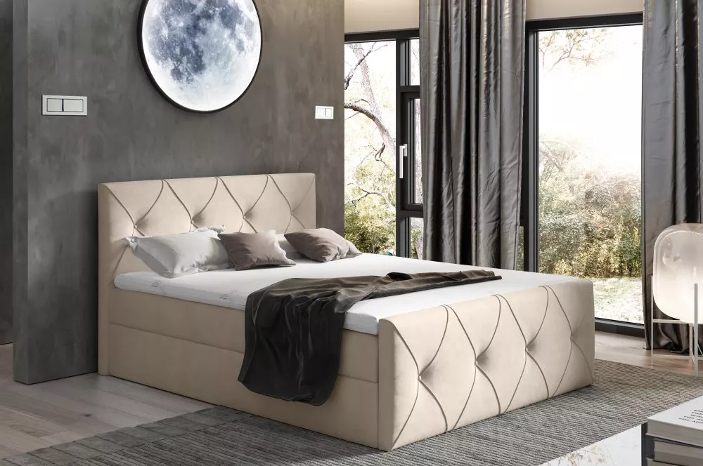 Gulta Crystal Lux Boxspring Premium Standard Guļamvietas platums: 160 cm, Guļamvietas garums: 200 cm, · Gaišais krēms · 