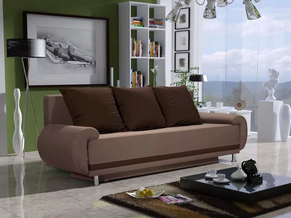 Dīvāns Amore 3S Standard · Gaiši brūns + tumši brūns · 83 × 225 × 86 cm