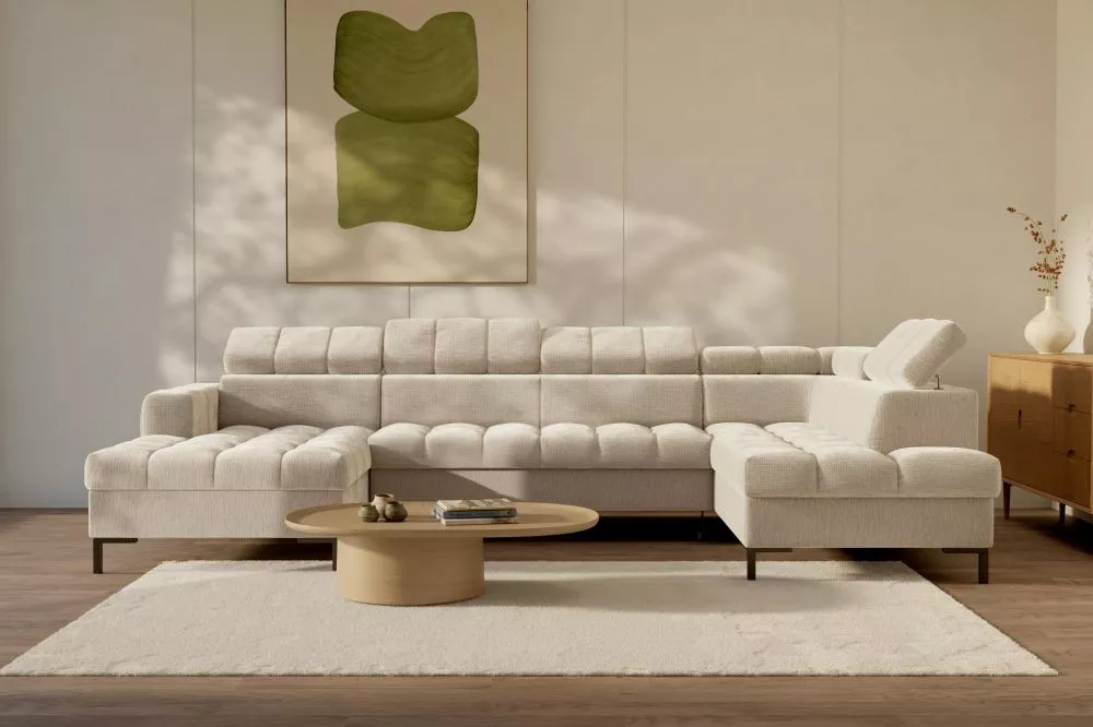 Dīvāns Tromso XL Standard · Krēma · 210 × 355 × 90 cm