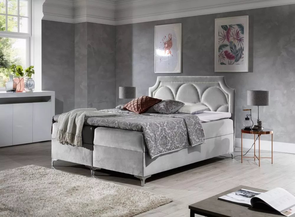 Gulta Caschmire Boxspring Premium Standard Guļamvietas platums: 200 cm, Guļamvietas garums: 200 cm, · Gaiši pelēks · 202