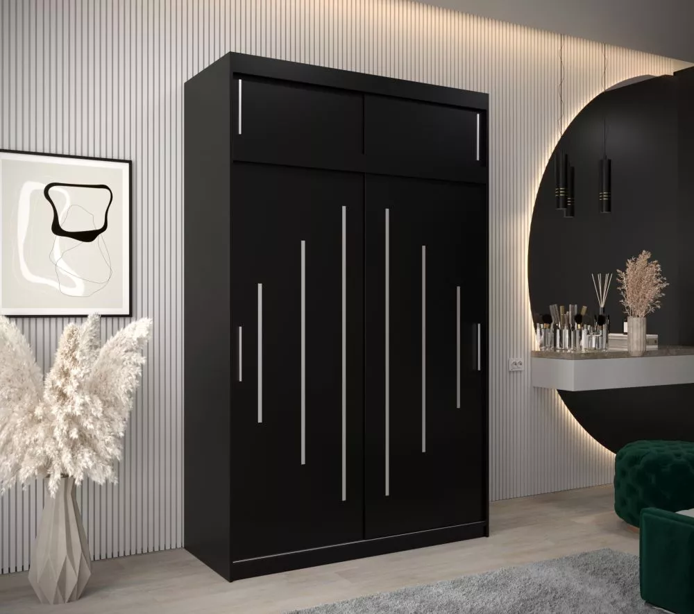 Skapis York Premium · Melns · 150 × 62 × 240 cm