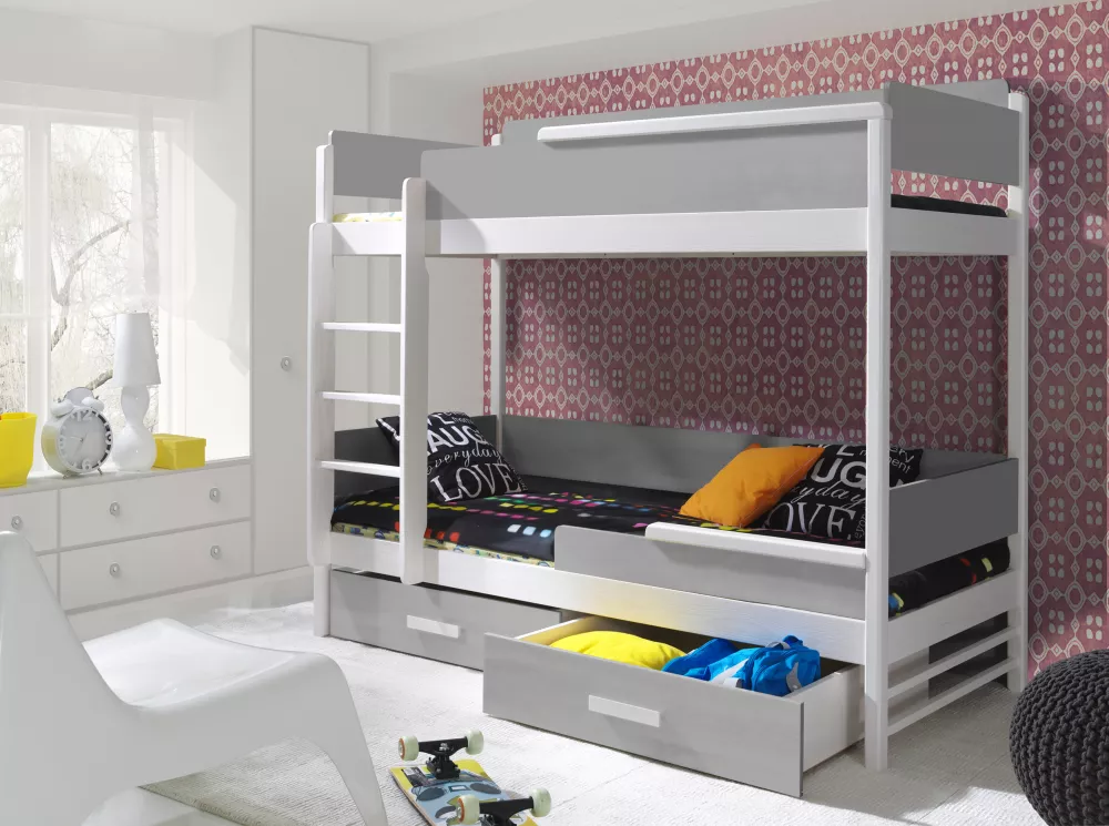 Bērnu gulta Tres 80x180 ar stelāžām Kāpņu puse: Pa labi, Guļamvietas platums: 80 cm, Guļamvietas garums: 180 cm, · 88 × 