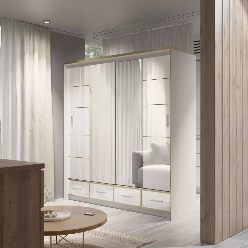 Skapis Sevilla ar LED · Balts · 203 × 66 × 220 cm