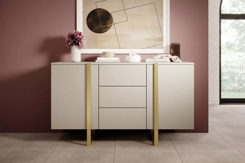 Kumode Verica K150 2D3SZ Gold · Gaiši bēšs · 150 × 45 × 87 cm