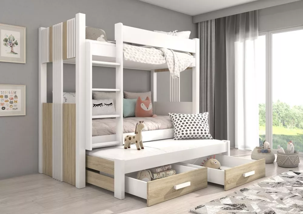Bērnu gulta Artema ar stelāžam Guļamvietas platums: 80 cm, Guļamvietas garums: 180 cm, · 93 × 194 × 174 cm