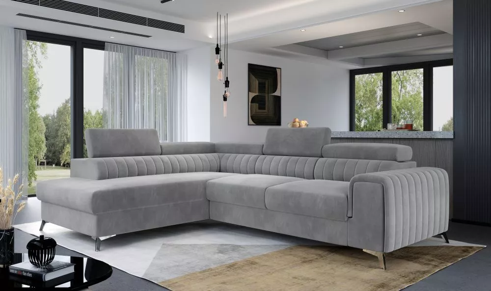 Dīvāns Laurence Premium Standard · Gaiši pelēks · 205 × 275 × 98 cm