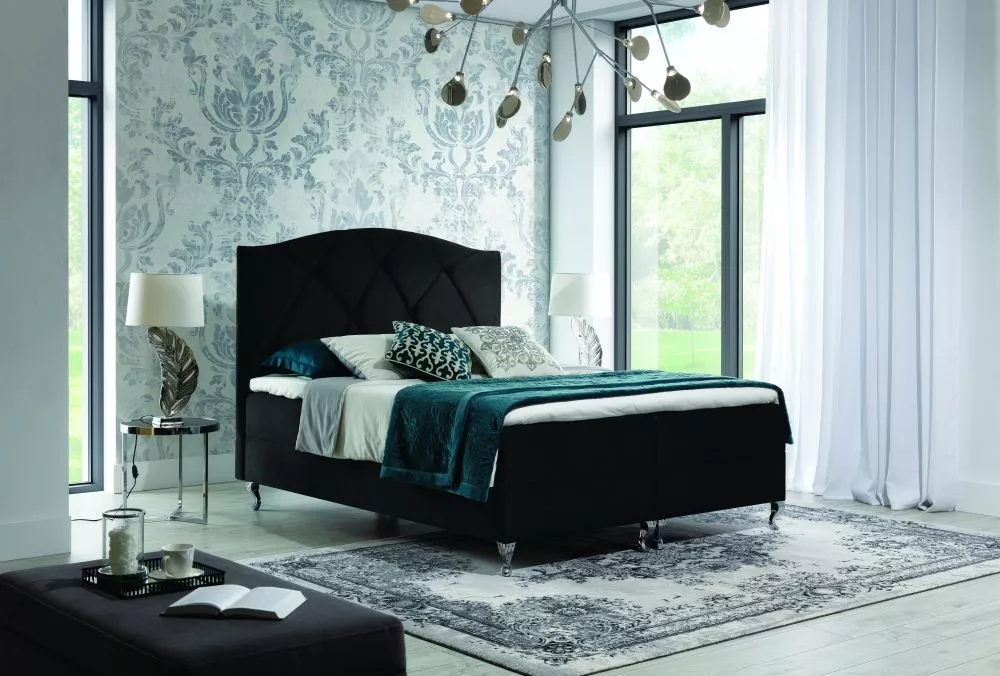 Gulta Brando Boxspring Premium Standard Guļamvietas platums: 180 cm, Guļamvietas garums: 200 cm, · Melns · 190 × 208 × 1