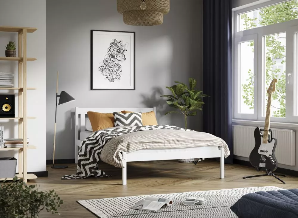 Bērnu gulta Teen 120x200 ar stelāžu Guļamvietas platums: 120 cm, Guļamvietas garums: 200 cm, · Balts · 127 × 208 × 89.5 