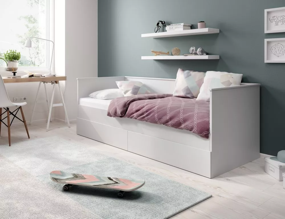 Gulta Hela 2 ar stelāžu Guļamvietas platums: 80 cm, Guļamvietas garums: 200 cm, · Balts · 86 × 205 × 75 cm