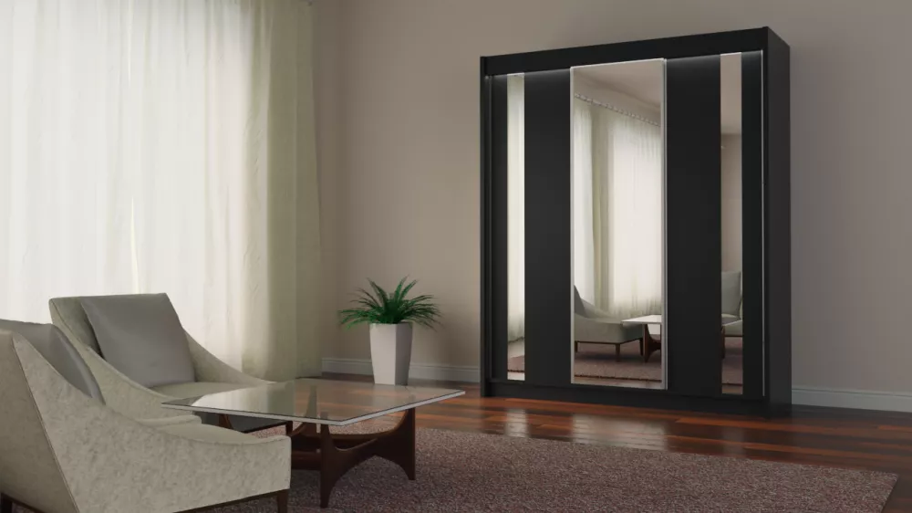 Skapis Gracja ar LED · Melns · 180 × 61 × 216 cm
