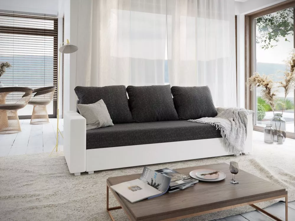 Dīvāns Roma Comfort standard · Melns + balts · 90 × 230 × 90 cm