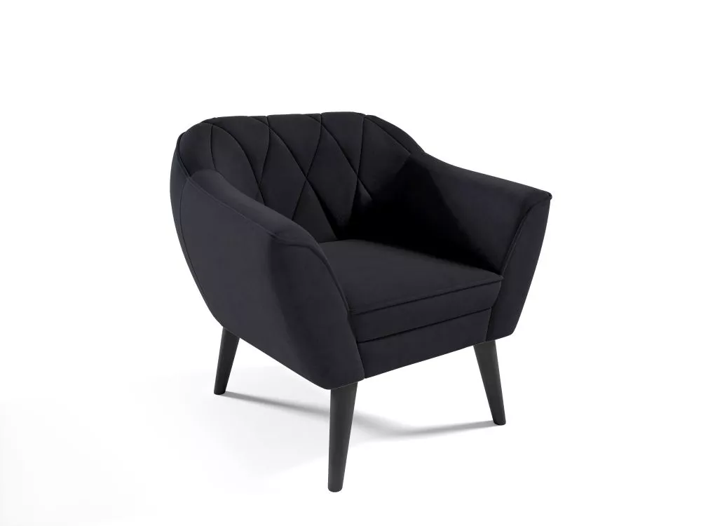 Mīksts krēsls Amelia typ 198 Standard Sēdvietas dziļums: 52 cm, · Melns · 80 × 71 × 75 cm