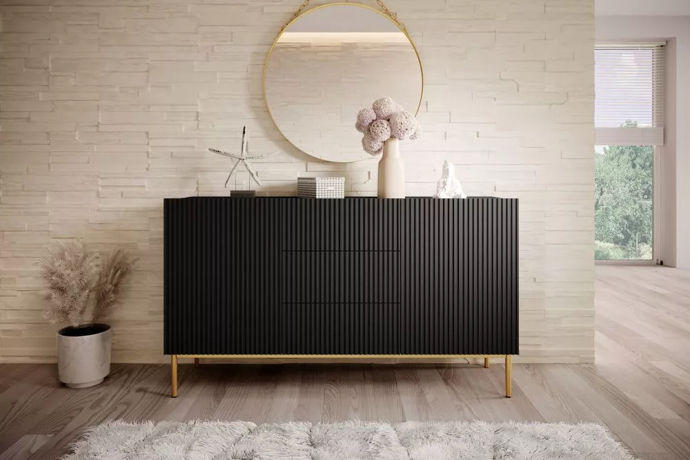 Kumode Nicole K150 2D3SZ Gold · Melns · 150 × 45 × 85 cm