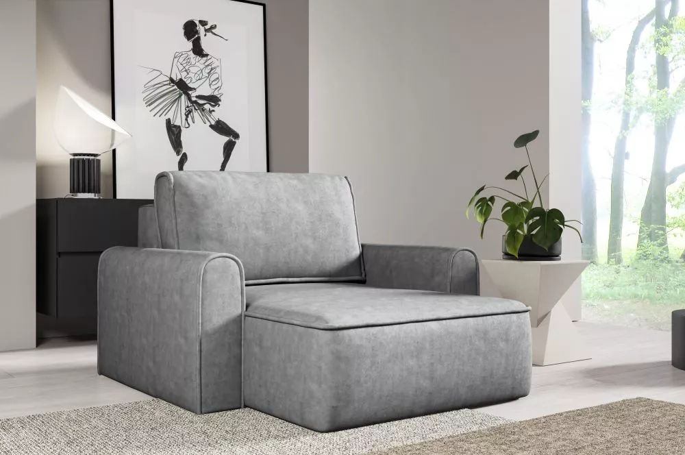Mīksts krēsls Loretto 1S Long Standard Sēdvietas dziļums: 112 cm, · Pelēks · 140 × 158 × 88 cm