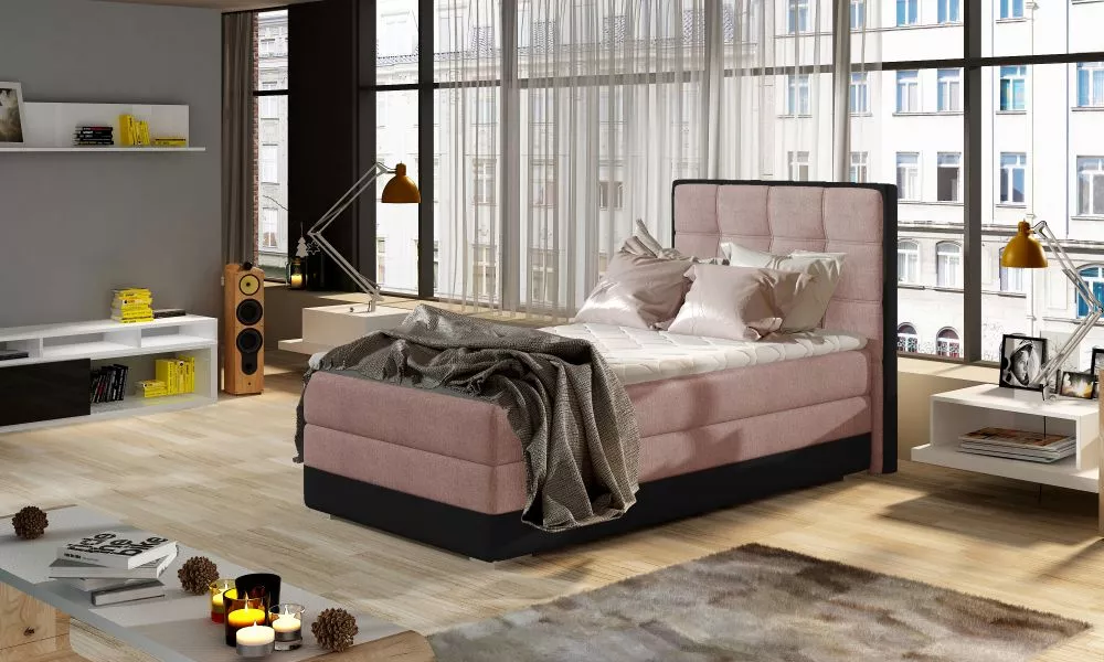 Gulta Aster 90x200 Boxspring standard Guļamvietas platums: 90 cm, Guļamvietas garums: 200 cm, · Rozā + melns · 95 × 205 