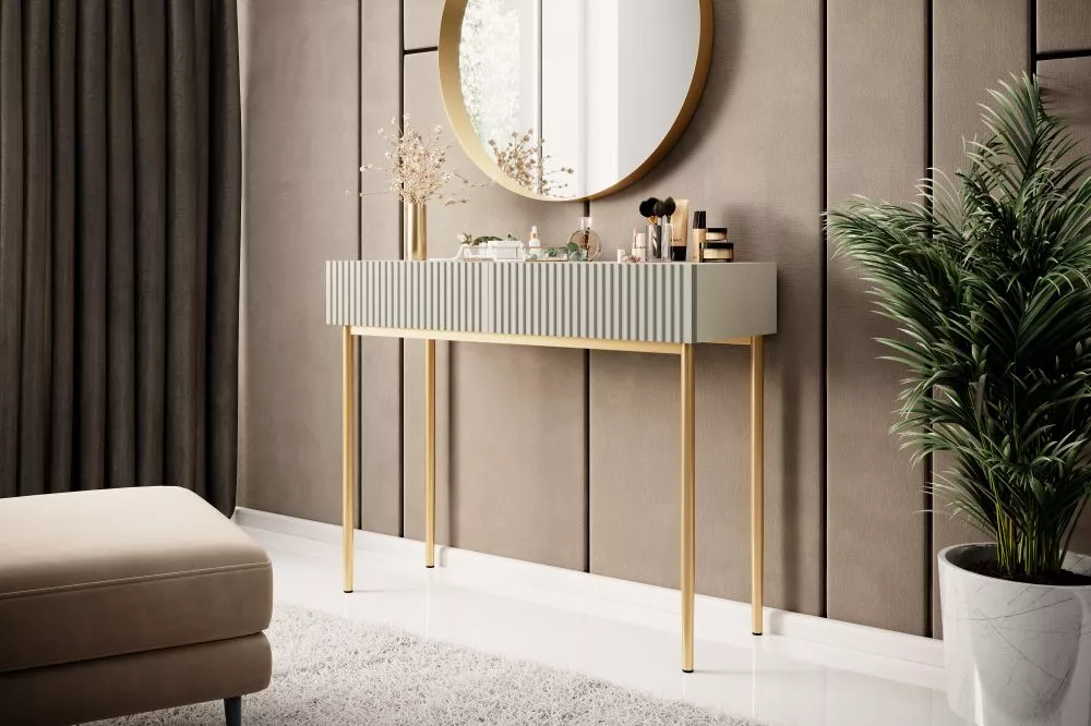 Kosmētikas galds Nicole T100 2SZ Gold · Gaiši bēšs · 100 × 82 × 41 cm
