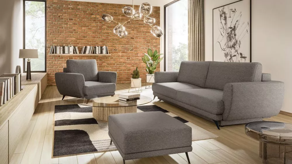Komplekts Megis 3S+1S+P standard · Brūni pelēks · 95 × 250 × 90 cm