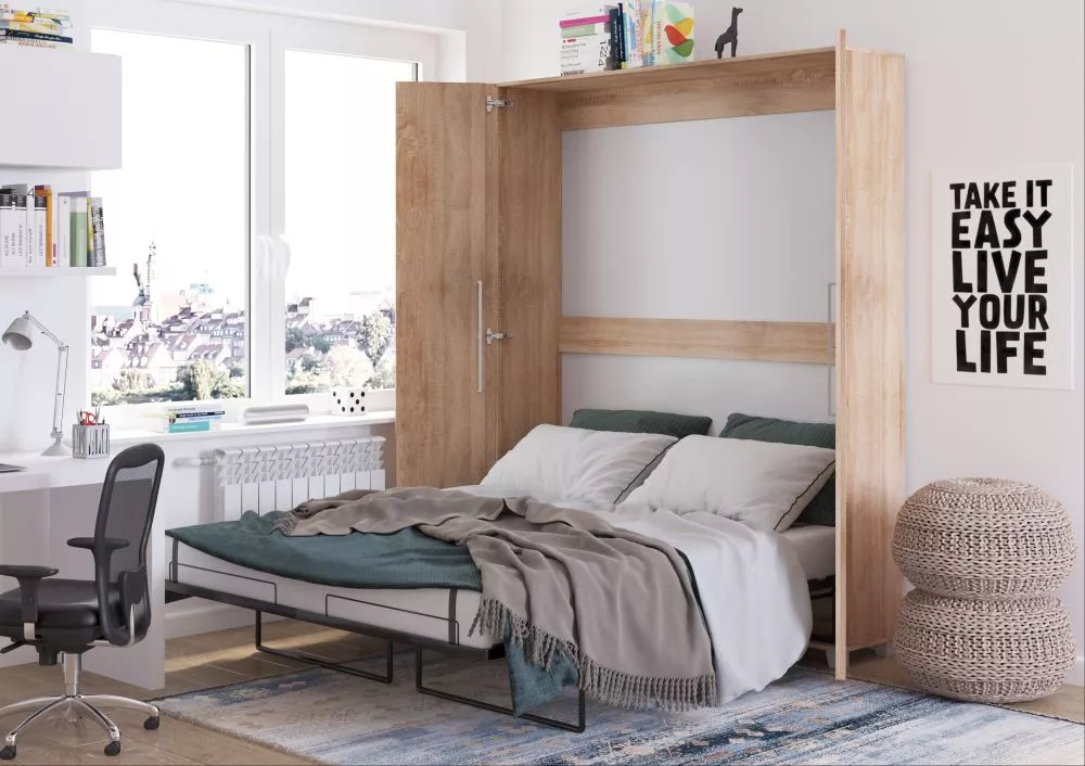 Gulta Teddy ar stelāžu Guļamvietas platums: 160 cm, Guļamvietas garums: 200 cm, · Ozols sonoma · 42 × 175 × 216 cm