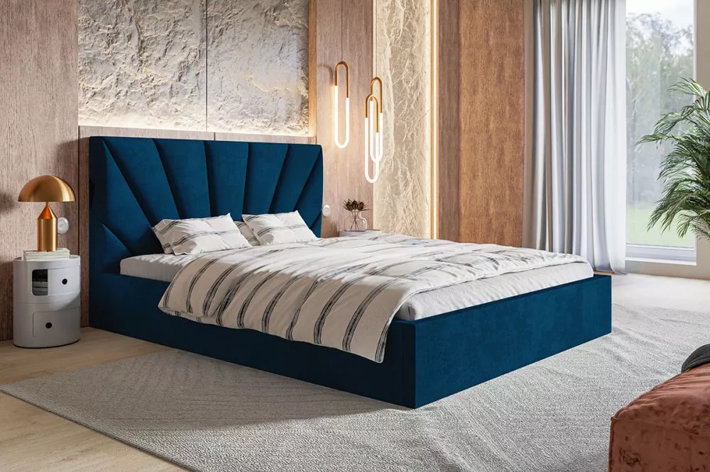 Gulta Slim 3 standard ar stelāžu Guļamvietas platums: 140 cm, Guļamvietas garums: 200 cm, stelāžas tips: koka, · Zila · 