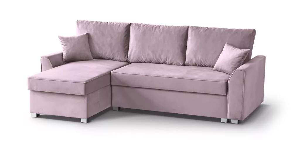 Dīvāns Toretto L Standard · Gaiši rozā · 150 × 235 × 89 cm