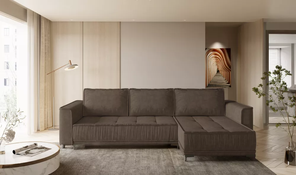 Dīvāns Dallas Corner Standard · Tumši brūns · 140 × 240 × 87 cm