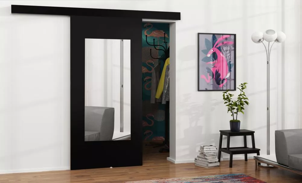 Bīdāmās durvis Malibu M-7 · Melns · 96 × 205 cm