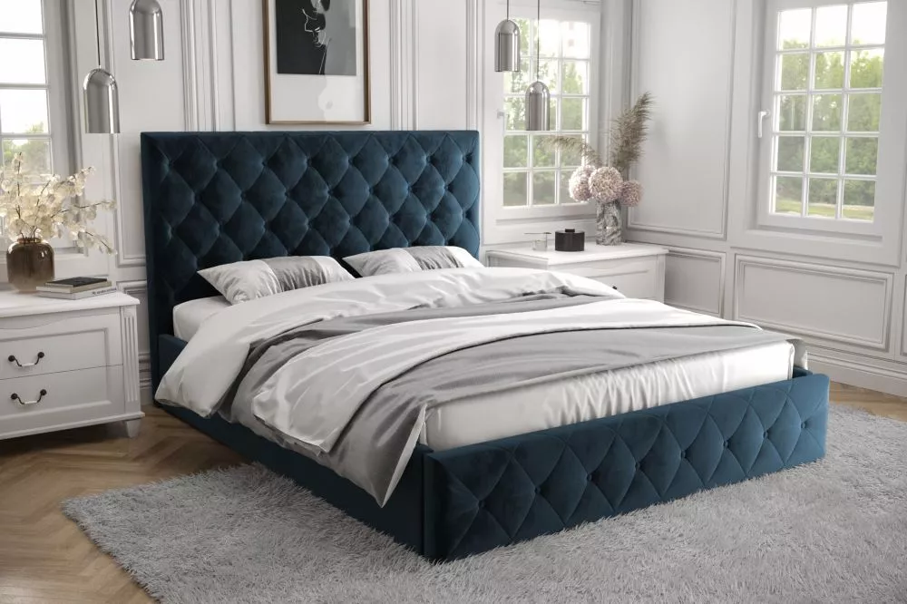 Gulta Roma Standard ar stelāžu Guļamvietas platums: 180 cm, Guļamvietas garums: 200 cm, stelāžas tips: koka, · Tumši zil