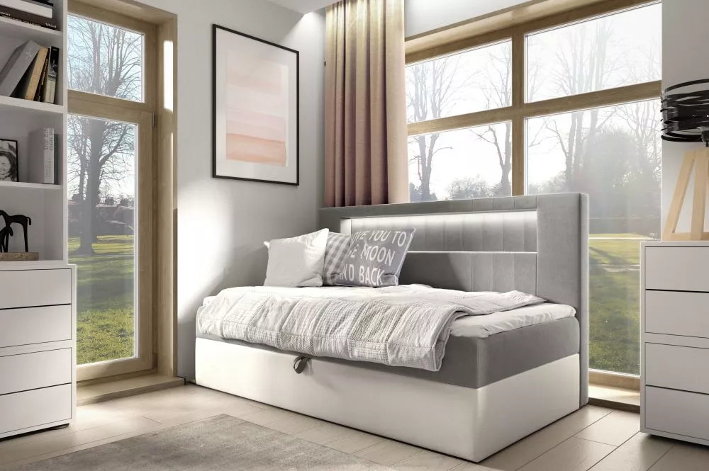 Gulta Gold 2 Boxspring Standard ar LED Guļamvietas platums: 100 cm, Korpusa krāsa: balts, Guļamvietas garums: 200 cm, · 