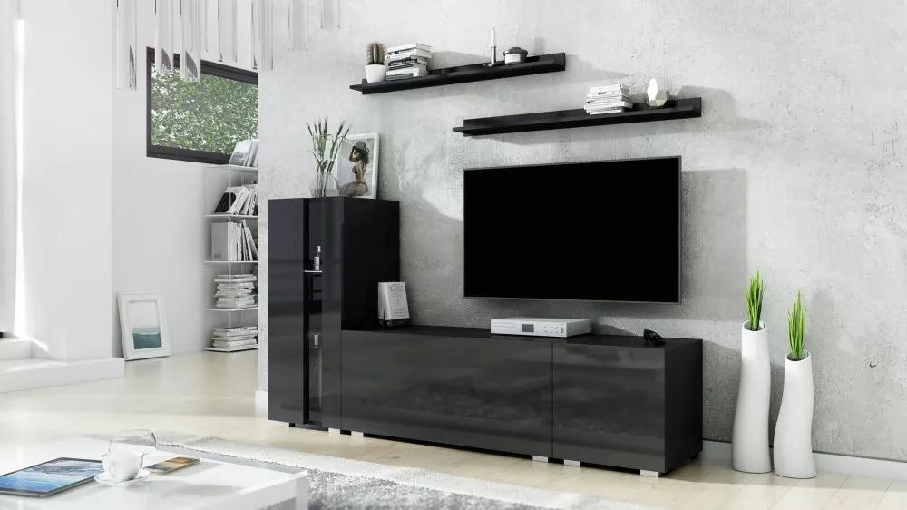 Sekcija Box 40 · Melns · 126 × 38 cm