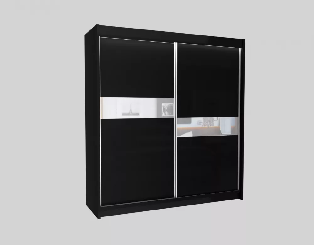 Skapis Livia ar LED · Melns · 200 × 61 × 216 cm