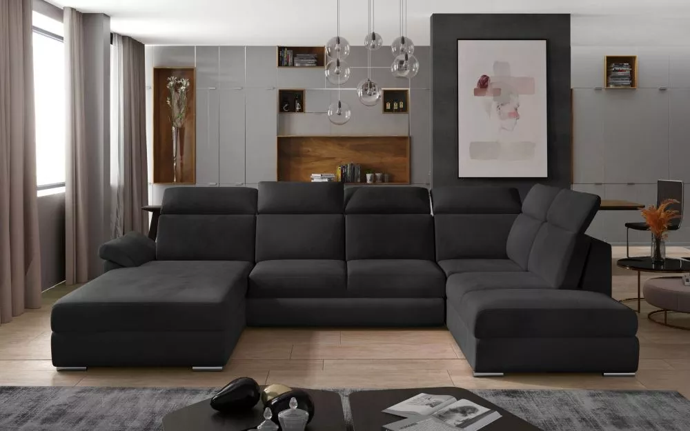 Dīvāns Evanell Premium standard · Tumši pelēks · 216 × 330 × 102 cm