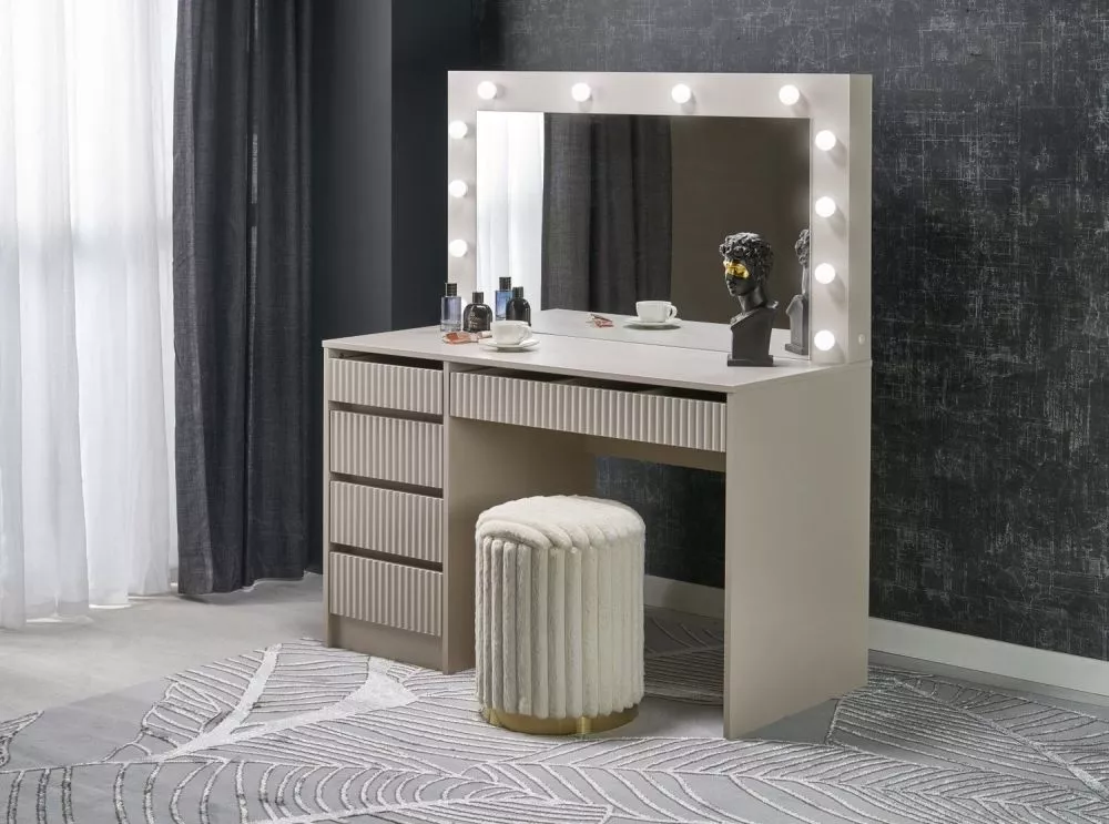 Kosmētikas galds Hollywood XL ar LED · Kašmira · 120 × 140 × 55 cm
