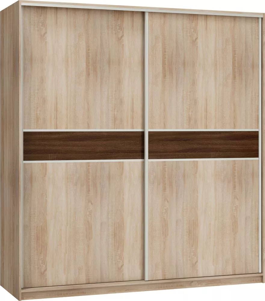 Skapis Puerto 200B · Sonoma + šokolādes sonoma · 200 × 65 × 216 cm