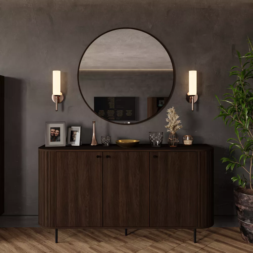 Kumode Ovalio 830 · Tumšais ozols · 165 × 42 × 85 cm