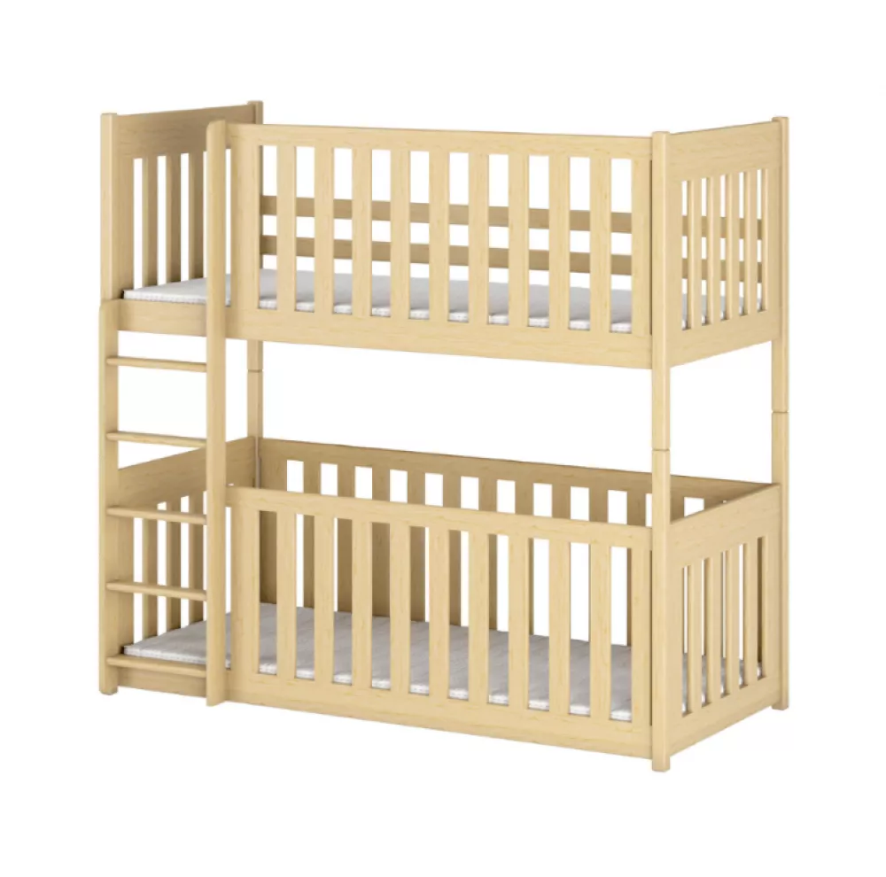Bērnu gulta Konrad ar stelāžām Guļamvietas platums: 90 cm, Guļamvietas garums: 200 cm, · Priede · 97 × 208 × 164 cm