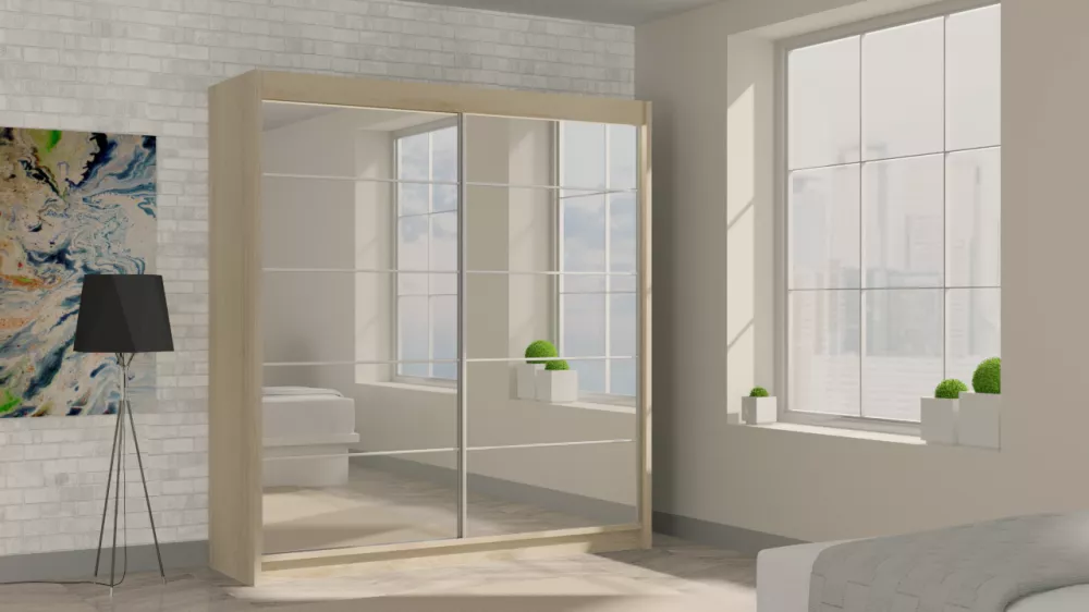 Skapis Flores ar LED · Sonoma · 200 × 61 × 216 cm