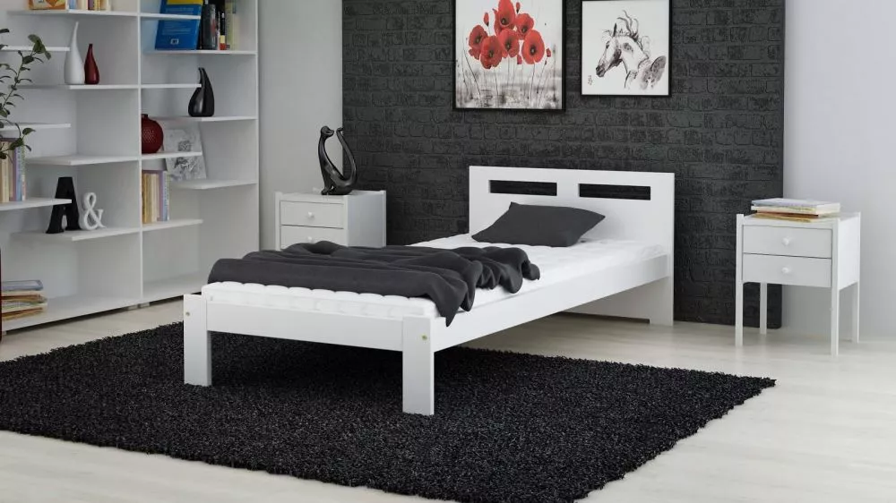Gulta DMD-1 Magnat ar stelāžu Guļamvietas platums: 90 cm, Guļamvietas garums: 200 cm, · Balts · 98 × 206 × 65 cm