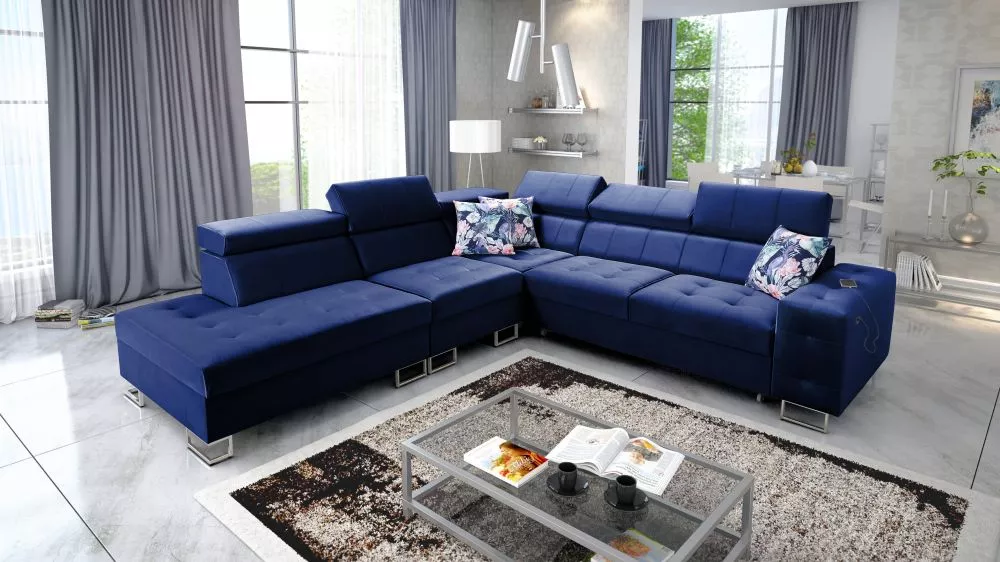 Dīvāns Hilton 9 Standard · Zils · 286 × 298 × 83 cm