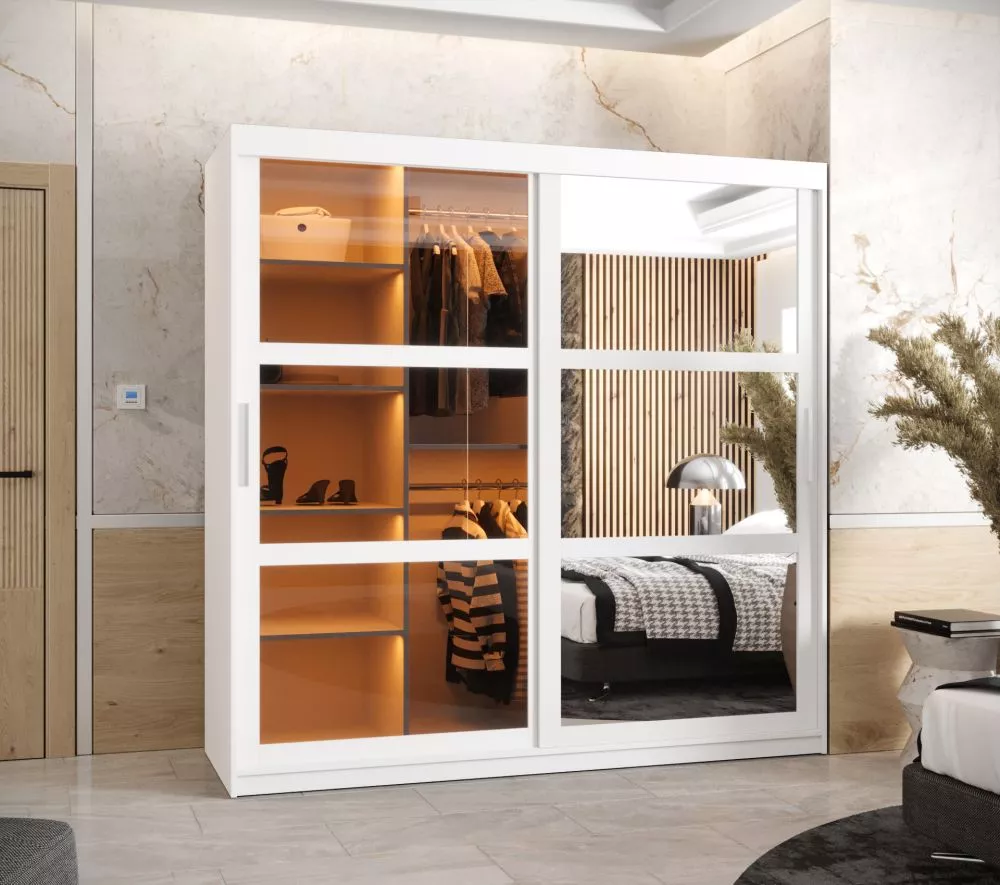 Skapis Dome 2 ar LED · Balts · 180 × 62 × 200 cm