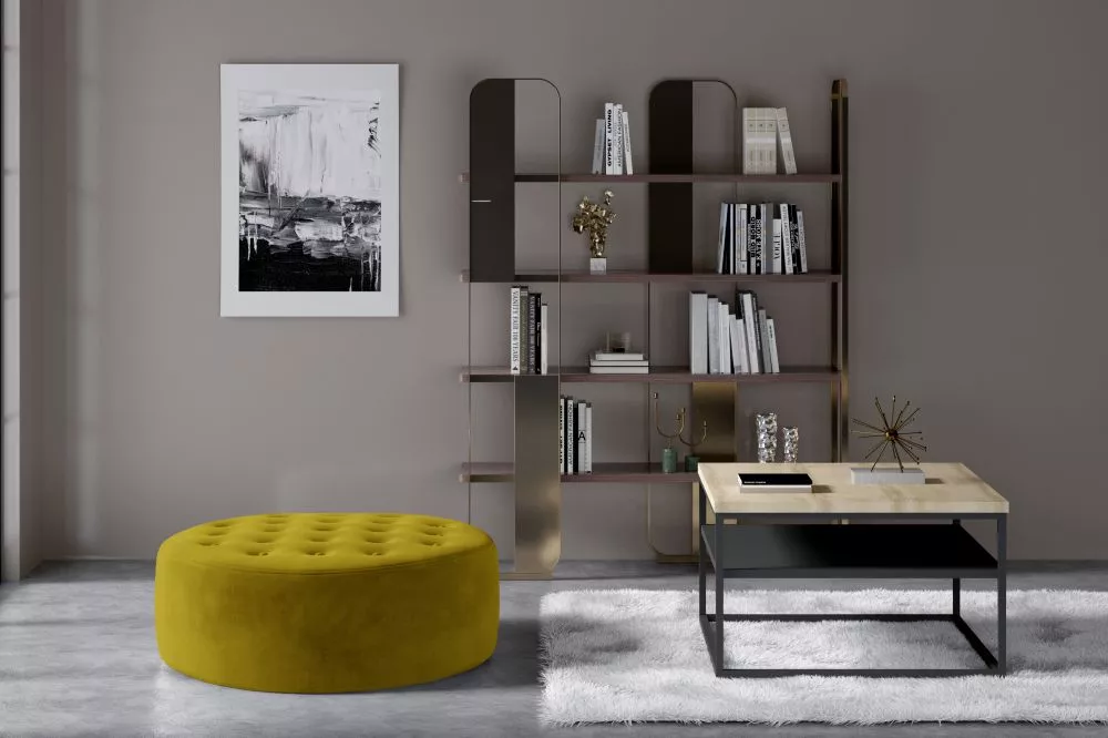 Pufs Monty Standard Auduma numurs: Monolith 48, · Dzeltens · 70 × 28 × 70 cm