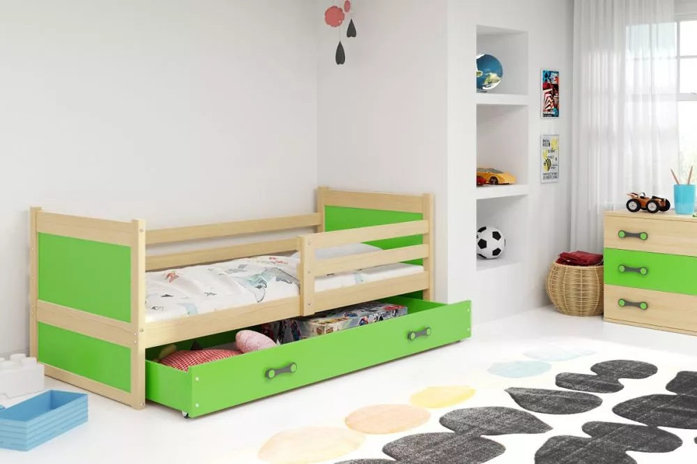 Bērnu gulta Rico Single Pine ar stelāžu Guļamvietas platums: 90 cm, Guļamvietas garums: 200 cm, · 97 × 205 × 73 cm